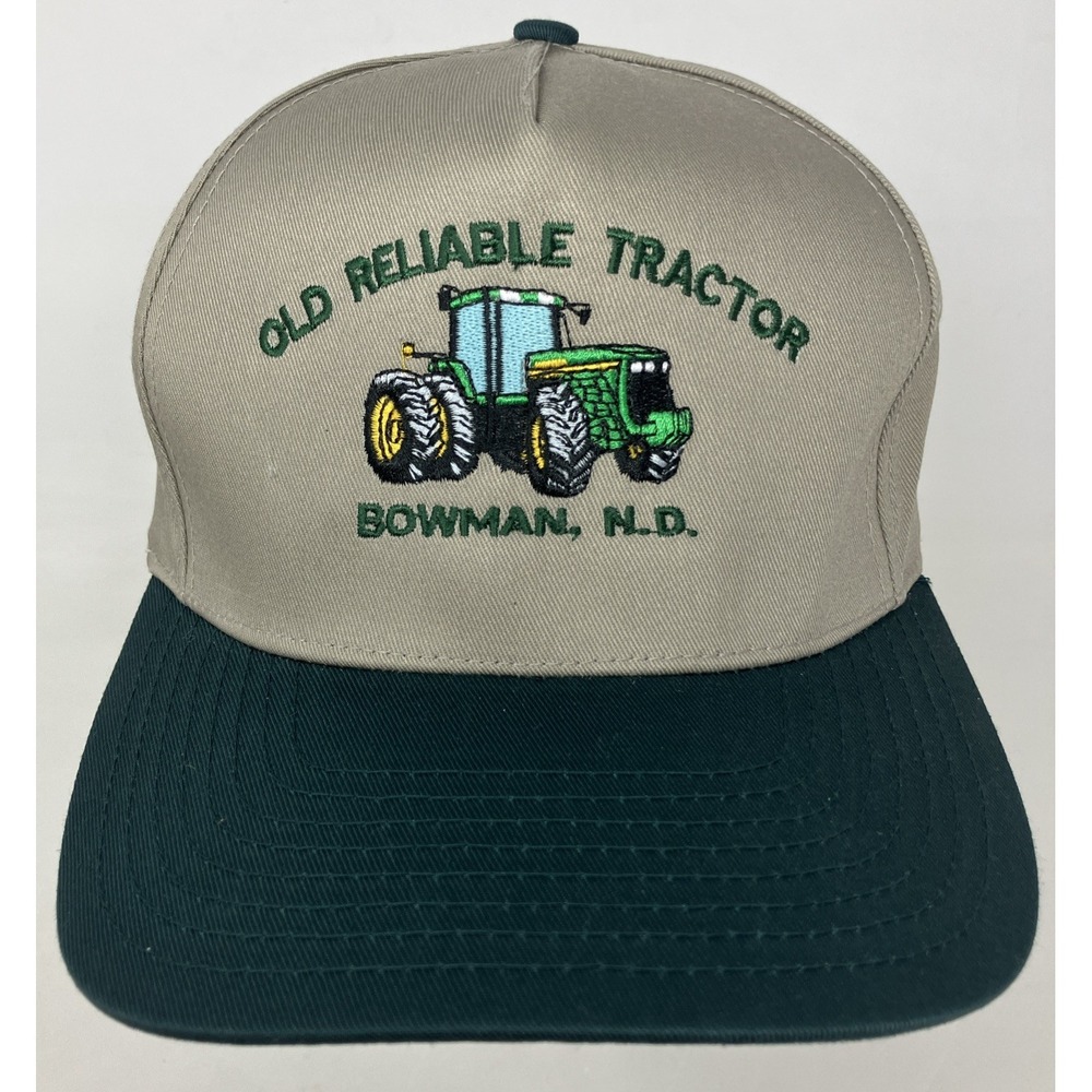 Vintage John Deere Old Reliable Tractor Bowman N.D. Embroidered Snapback Hat‎